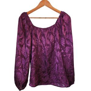 2/$35-Mason & Belle Womens Sheer Plum Paisley Blouse Size Small